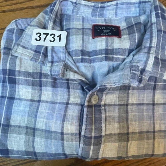 UNTUCKit Blue and Gray Plaid Casual Button Down Shirt - Picture 10 of 10